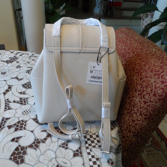 New Zara Ecru Faux Leather Medium Size Backpack main image 11